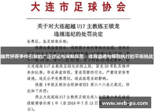 魏震禁赛事件引发的广泛讨论与深刻反思：体育道德与规则执行的平衡挑战