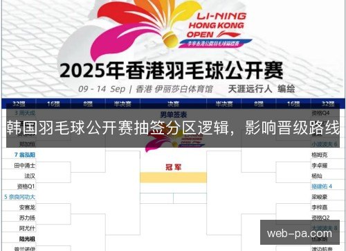 韩国羽毛球公开赛抽签分区逻辑，影响晋级路线